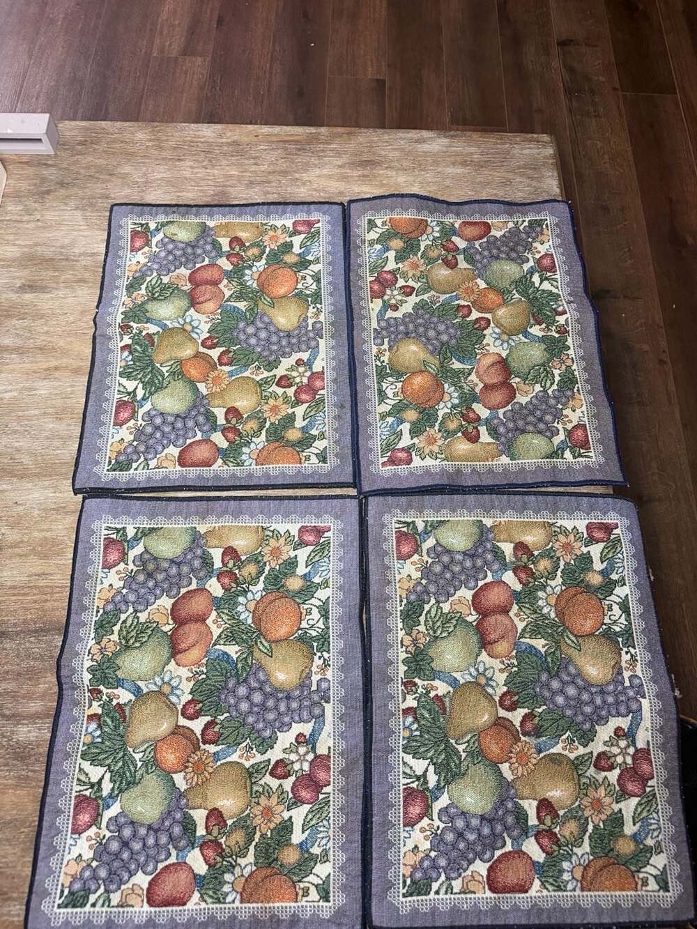 Vintage Fruit Tapestry Placemats Set of 4 Blue Multicolor